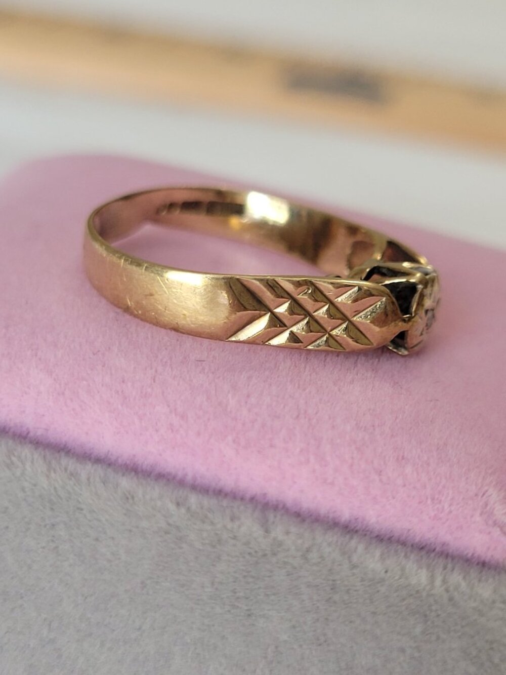 Vintage English Gold Diamond Ring 1985 Birmingham - Picture 7 of 14